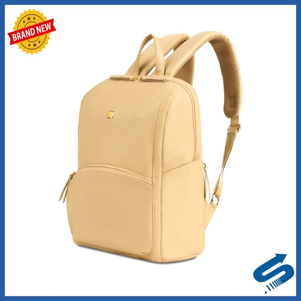 Laptop Backpack Vegan Leather Elegant Minimal Chic Professional Commuter Bag
